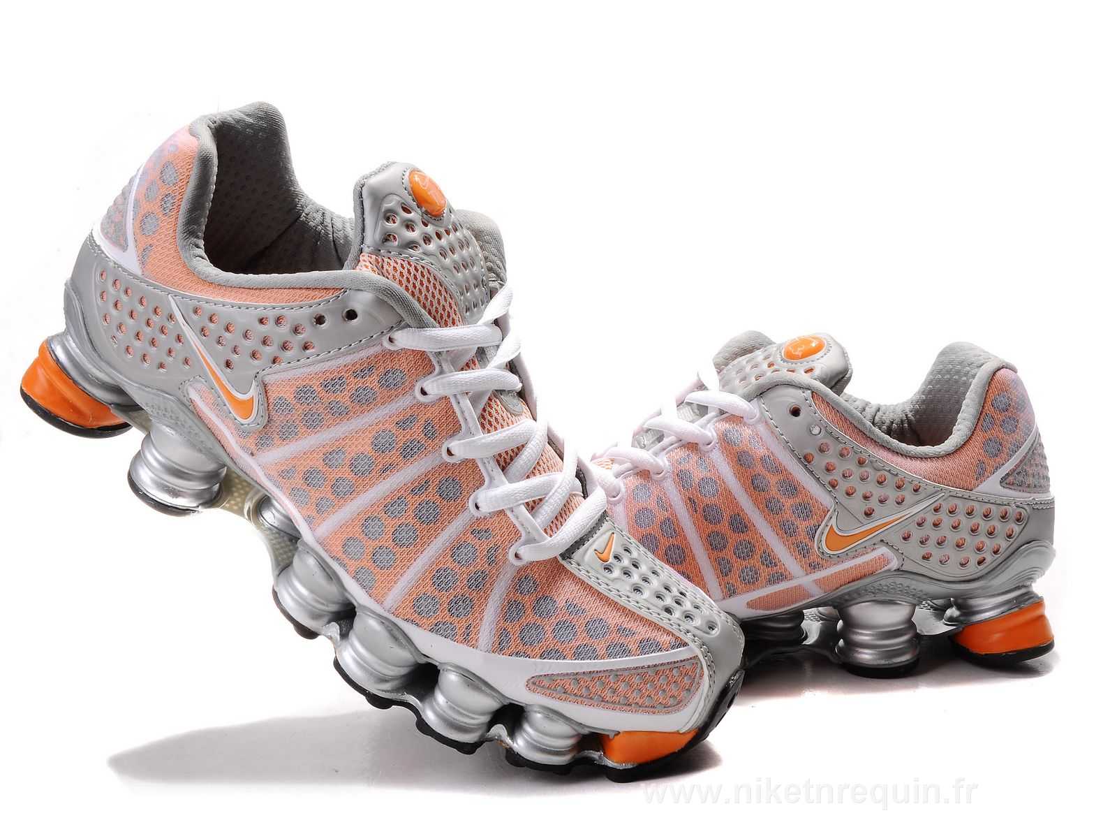 Femmes Orange Et Argentée Nike Shox Tl3